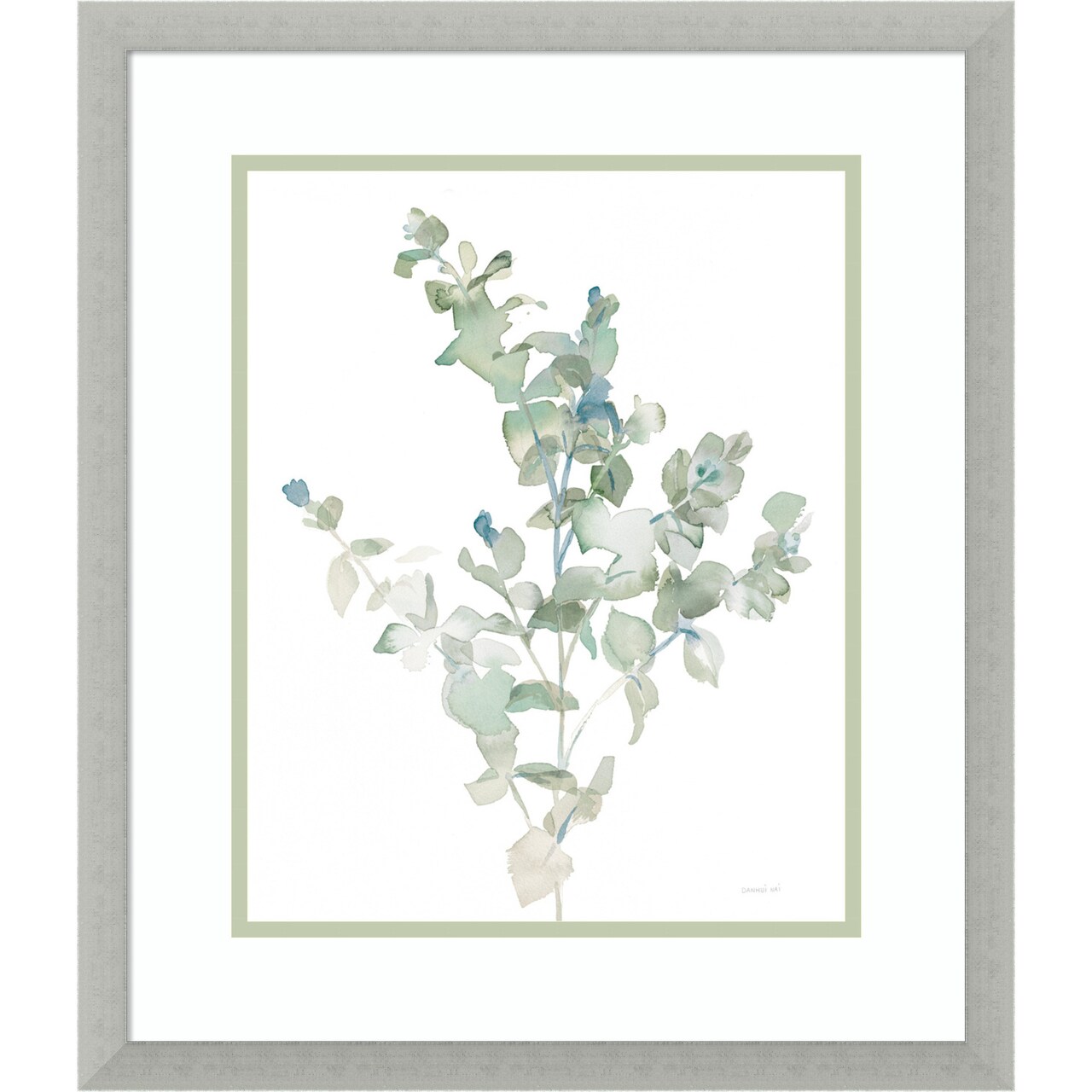 Eucalyptus II Cool by Danhui Nai Wood Framed Wall Art Print 19 in. W x 22 in. H